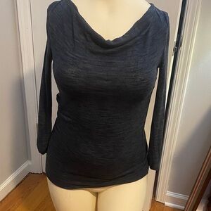 LOFT Heathered Dark Blue Long Sleeve Tunic Top